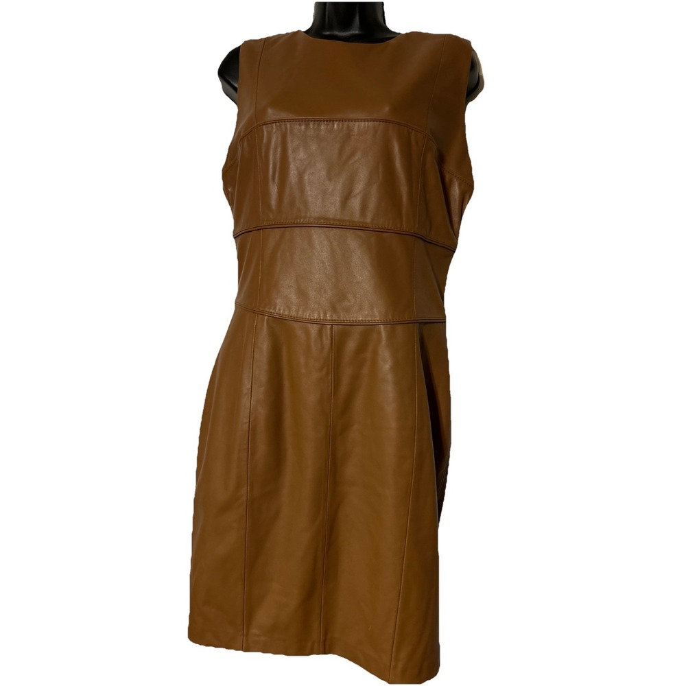 Antonio Melani Luxury Collection Genuine Leather Midi Dress Women's Size 10 NWT